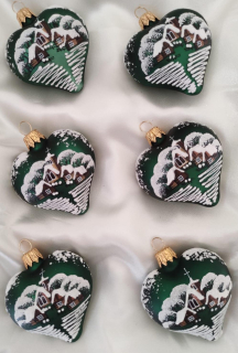 Sada vánočních srdíček ZELENÁ VÍSKA 6 ks 